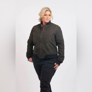 Dovetail Workwear Evaleen Trucker Jacket in olive